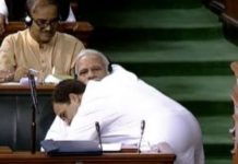 No Confidence motion: Rahul Gandhi hugs PM Modi in Lok Sabha