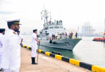 INS Kabra arrives at Colombo in Sri Lanka
